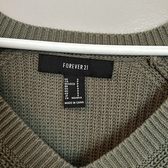 Forever 21 Olive Green V-Neck Sweater - Picture 2 of 3